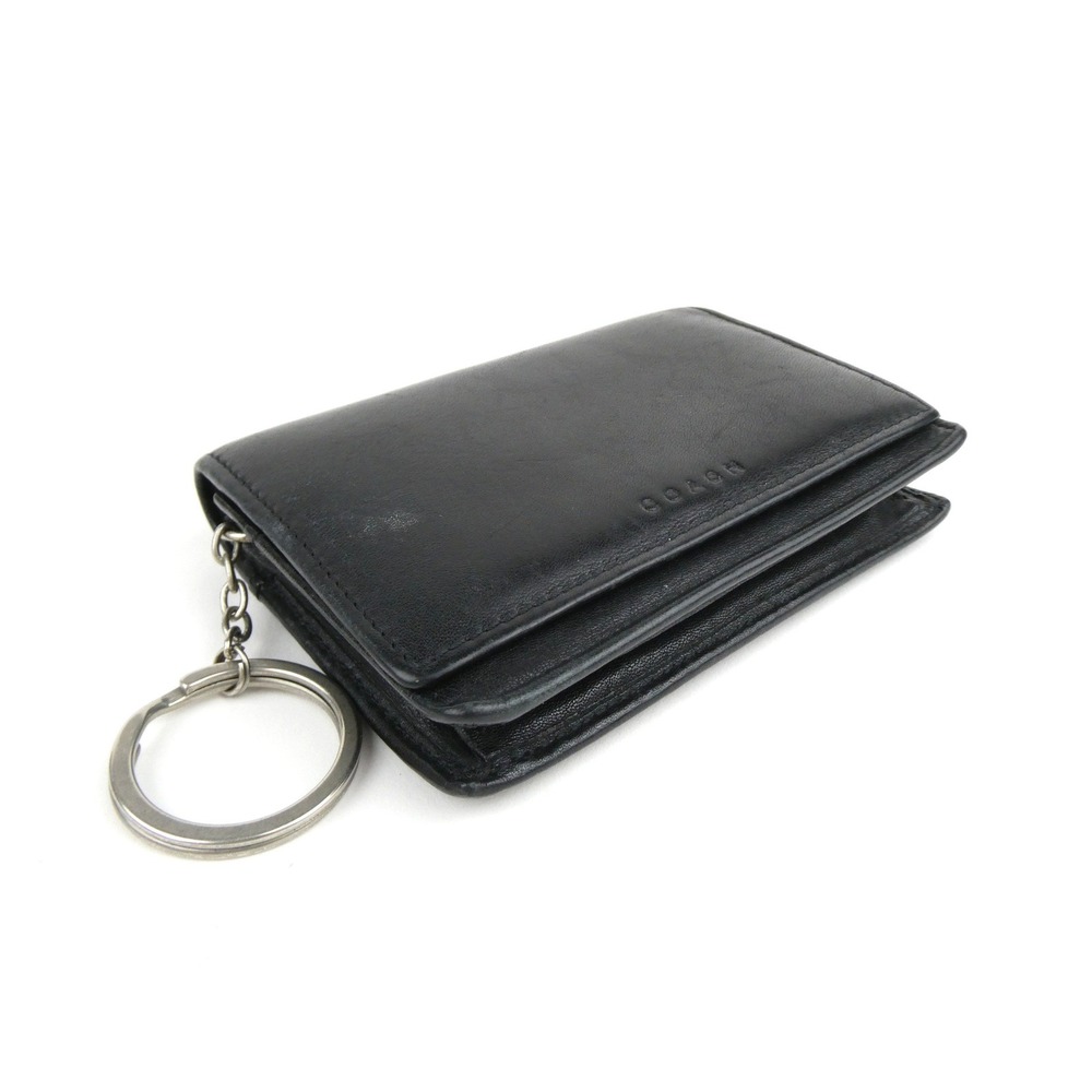 Coach Black Leather Small Bifold Card Wallet w/ Keychain - Picture 3 of 13